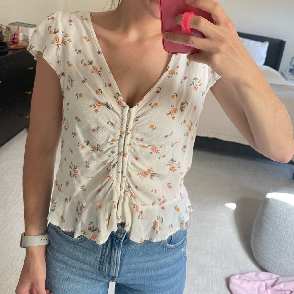 American Eagle, Women’s Deep V, Floral Blouse, Size S
